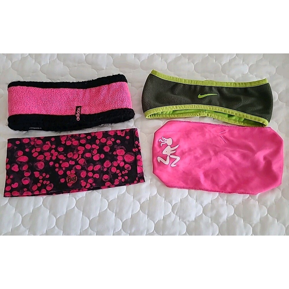 Lot of 4 Athletic Headbands RUNNING SKI Adidas Climawarm Nike Buff Runner Girl